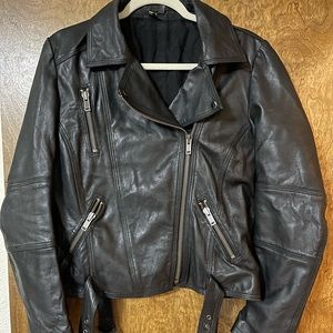 Topshop Black Leather Motorcycle Jacket size 12